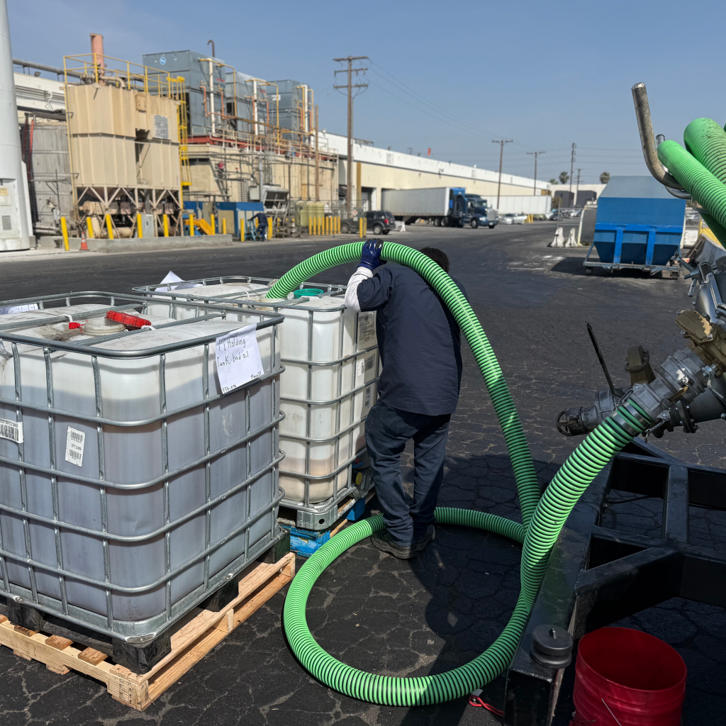 Restaurant selling used cooking oil to a licensed grease collector in Long Beach
