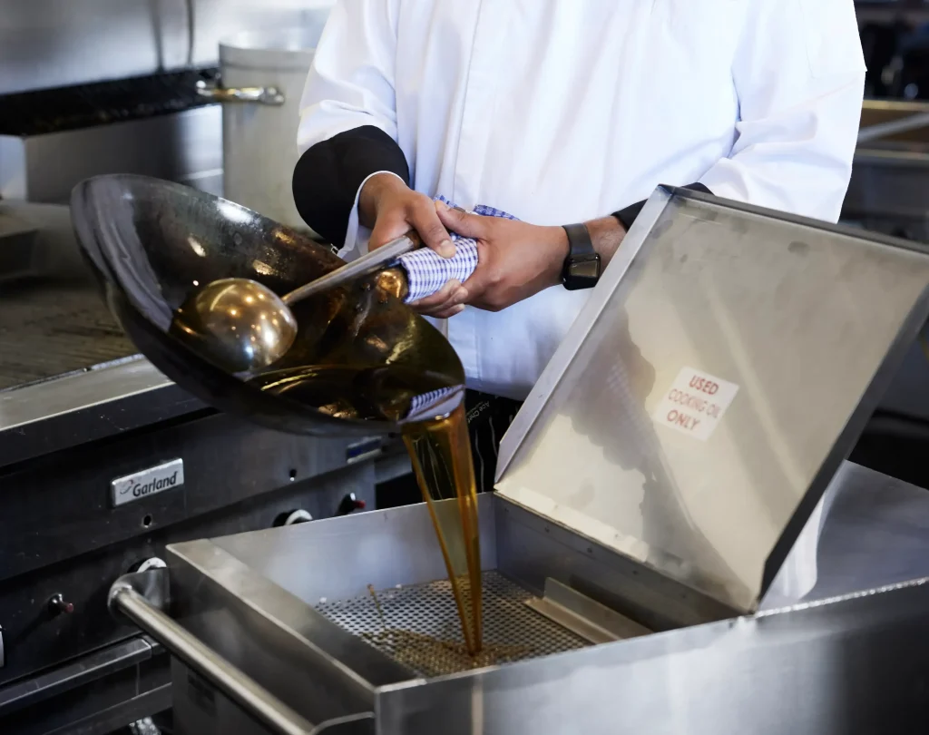 Used cooking oil collection in a Lancaster commercial kitchen