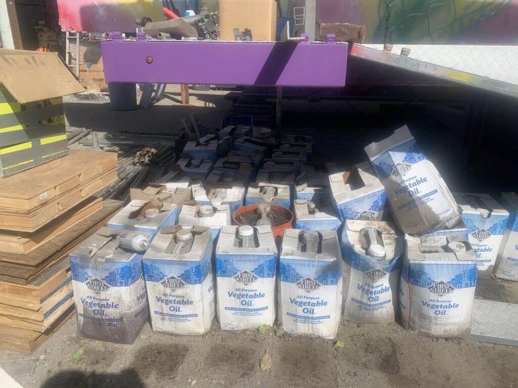 Used Vegetable Oil Containers After Riverside Oil Pickup Service
