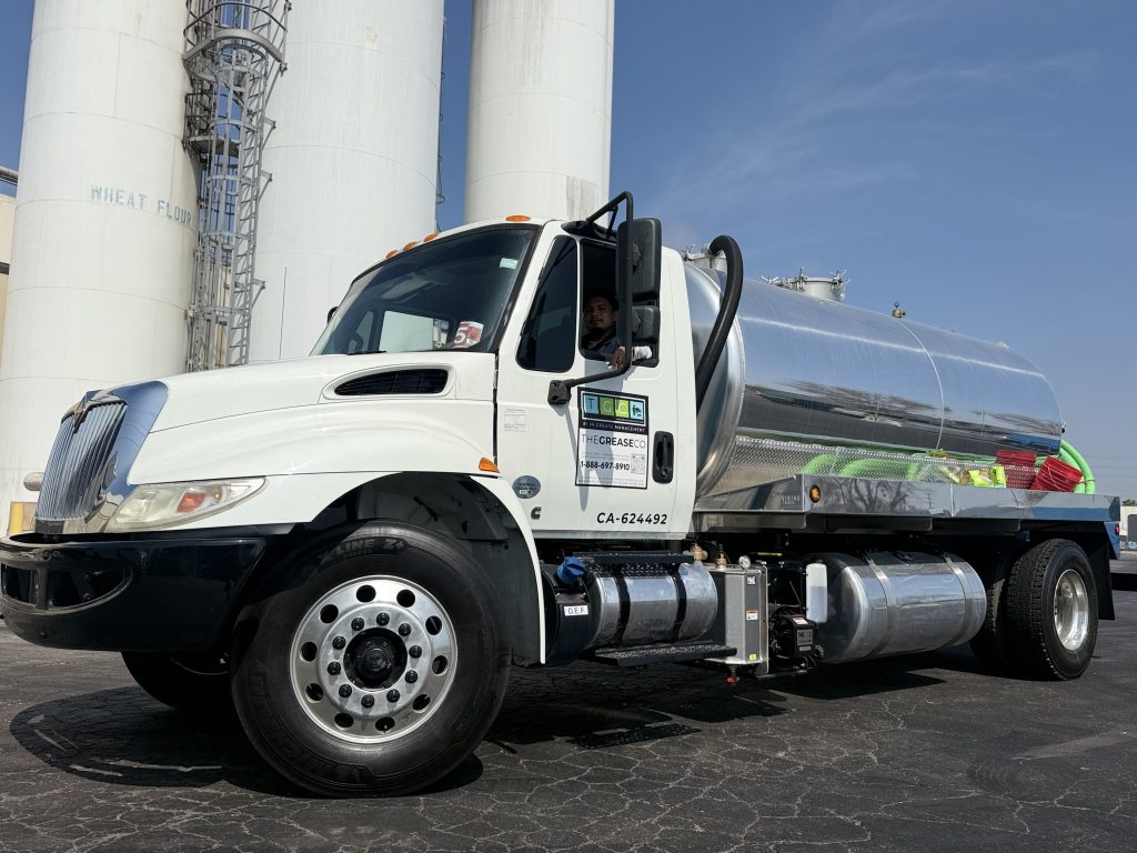 Service vehicle for used cooking oil recycling collection